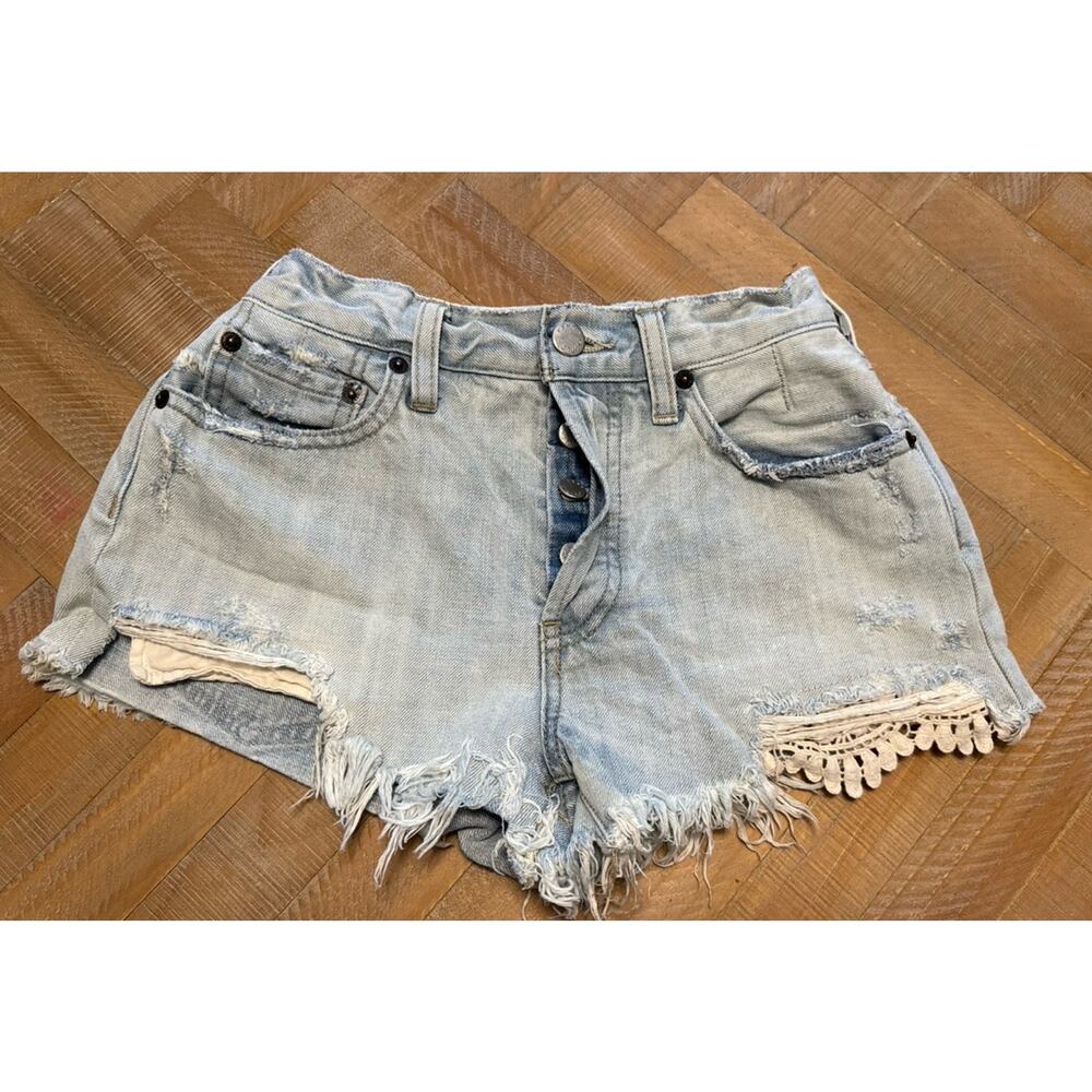 We The Free Denim Distressed Cuttoff shorts Micro Mini Y2K Festival